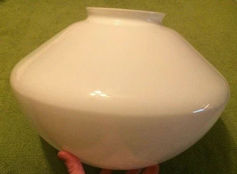 Large Antique Milk Glass School House Light Fixture Mid-Century Decor 12" Tall Cover