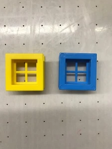 Lincoln Logs GELB BLAUE FENSTER (2) Kunststoff Zubehör Ersatz - Bild 1 von 2