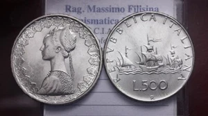 NL* ITALIA 500 Lire Argento 3 Caravelle 1961 FDC minimi segni di contatto - Foto 1 di 3