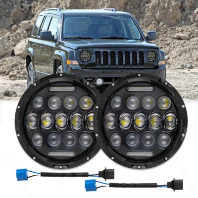 Par de faros LED redondos de 7 pulgadas para Jeep Patriot 2008-2016 luz proyectora DRL Foto 1 de 4