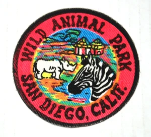 WILD ANIMAL PARK San Diego California Embroidered Iron On Patch Zoo 1970's NOS - Picture 1 of 8