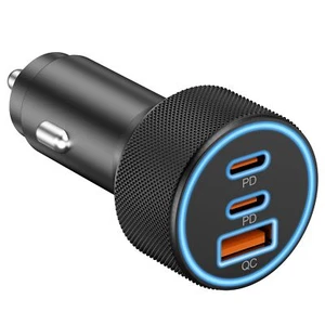 USB C Car Charger 3-Port 67W Dual USB-C USB-A Car Power Adapter PD QC Fast - Picture 1 of 7