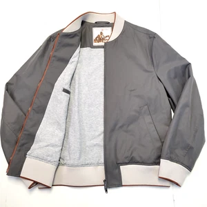 $1250 New LUCIANO BARBERA Baseball Jacket LARGE 42 EU 52 Gray Green COTTON Nylon - Picture 1 of 9