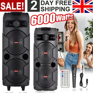 6000W Bluetooth Speaker Portable Dual Sub Woofer Heavy Bass Party DJ System Mic - Picture 1 of 32