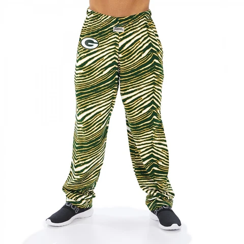 Zubaz NFL Men's Green Bay Packers Classic Zebra Print Team Logo Pants Cover