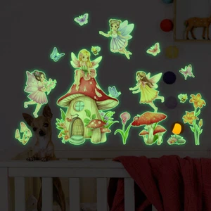 Fairy Butterfly Mushroom House luminous Wall Sticker Removable Detachable Décor - Picture 1 of 10