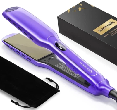 Plancha de pelo Wavytalk, plancha de titanio con malla de ventilación de 1,7 pulgadas - púrpura. Nuevo con caja Foto 1 de 4