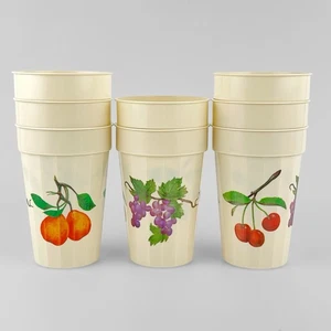 Vintage Traube Kirsche Obst Design Packer Kunststoff Menge acht Trinkbecher - Bild 1 von 7