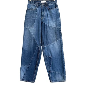 Zara Patchwork Jeans Size 2 High Rise Loose Fit Boho Festival - Picture 1 of 11