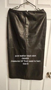 Black Genuine Leather Skirt, Clem-2 - Picture 1 of 2
