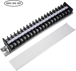 Barrier Terminal Strip Block 660V Rail Base Screw 20A Dual Rows 660v 20P - Picture 1 of 4