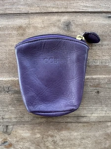 Vintage Lizell Ledertasche Geldbörse Pflaume Lila Reißverschluss 4" x 3" - Bild 1 von 11