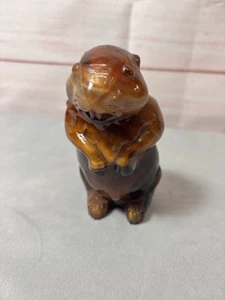 Imperial Glas Murmeltier Woodchuck Biber Karamell Schlacke Glas Vintage Natur - Bild 1 von 10