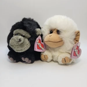 1994 Puffkins Gorilla & Monkey Pair • MJC PVC Pellet Plush • Vintage 90s Lot - Picture 1 of 6