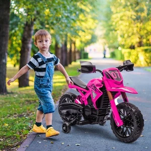 6V Kids Motorcycle with Training Wheels, Horn & Start Sound, Pink - Picture 1 of 11