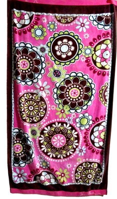 Vera Bradley Plush Pink Floral Beach Towel Great Colors 60” X 32” - Image 1 of 4