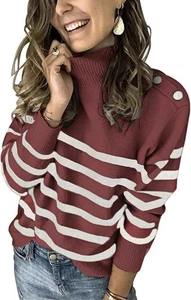 Kirundo Fall Sweater For Women 2025 Striped Turtleneck - Picture 1 of 5