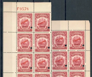 EL SALVADOR Revenue 1c ABNCo *F9578* 1933 SPECIMEN 2 Blocks{10} MNH ZU66 - Picture 1 of 7