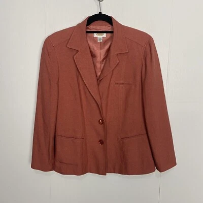 Blazer para mujer Talbots forrado en coral mezcla de lana de seda chaqueta de 3 botones 12. Foto 1 de 4