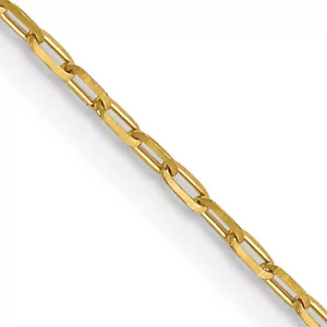 Avariah Solid 14K Yellow Gold 1mm Diamond Cut Open Long Link Cable Chain - 16" - Bild 1 von 6