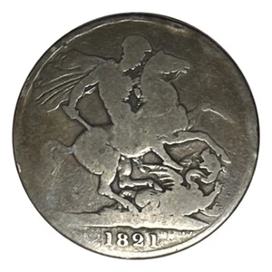 Great Britain - 1821 Secundo Large Silver Crown George IV English Coin - Picture 1 of 4