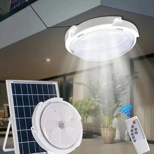 Solar Powered Indoor Outdoor Ceiling Light -Waterproof Panel Rechargeable Lamp - Picture 1 of 13