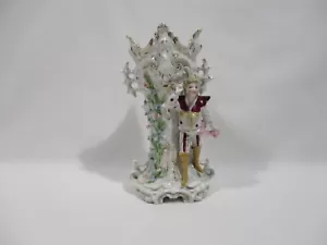 ANTIQUE SMALL PORCELAIN VASE BISCUIT CHARACTER FIGUETTE PAINTED GOLD PORCELAIN - Picture 1 of 10