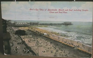 Atlantic City, NJ - Vogelperspektive Promenade, Strand, Steeplechase & Stahlpier - Bild 1 von 2