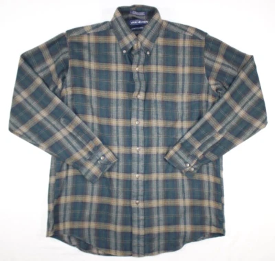 Vintage Van Heusen Shirt Men's M Winterweights Flannel 100% Cotton Green Plaid - Image 1 of 4