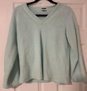 Croft & Barrow Sleepwear women's S fleece top light mint v-neck long sleeve - Picture 1 of 5