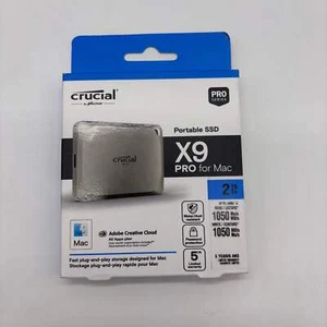 New Crucial Portable X9 Pro for Mac 2TB USB-C to USB-C SSD MTXDF - Afbeelding 1 van 3
