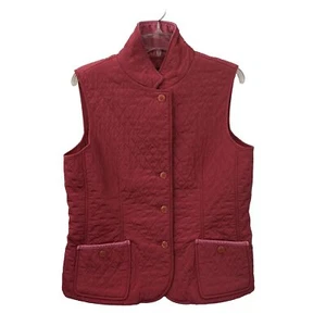 Vintage Talbots Pink Quilted Jacket Vest M Gold Hardware Zipper Collar Pockets - Picture 1 of 9