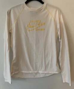 NIKE Girls “Get Going” Long Sleeve T-Shirt Size M 8/10 White Cotton Blend (A-35) - Picture 1 of 9