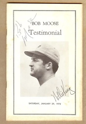 SIGNED 1972 BOB MOOSE TESTIMONIAL PROGRAM WITH NELLIE KING JSA CERT. AUTOGRAPH!! - Image 1 of 4