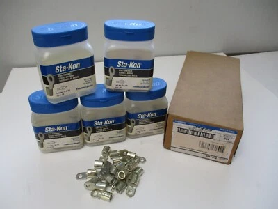 THOMAS AND BETTS T&B STA-KON RING TERMINAL CAT# F4-10, LOT OF 100, 4-3 BARE RING TERMINALS