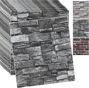 10PCS 3D Wall Panels Peel and Stick 3D Brick Wallpaper Peel and Stick Faux Stone - Picture 1 of 6