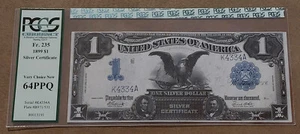 1899 Black Eagle $1 Silver Certificate RADAR NOTE + Low Serial #4334 PCGS 64 PPQ - Picture 1 of 4
