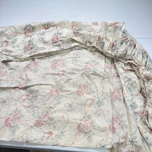 vintage stevens fitted sheet queen pink floral ribbon blend y2k 90s 80s - Picture 1 of 8