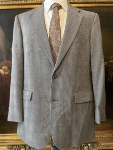 VTG Brooks Brothers 346 42L Gray Prince of Wales Check 100% Wool 2Btn Blazer - Picture 1 of 8