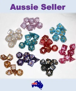 7 Piece Pearl Dnd Dice Set and Bag. Polyhedral Dice for Dungeons & Dragons RPG - Picture 1 of 29