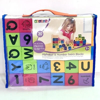 Alphabet And Number 2” Foam Blocks Soft, Safe, And Durable 30 Pieces NEW - Image 1 of 2
