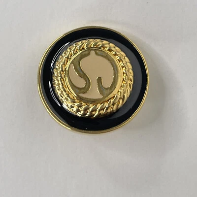 St. John Buttons Classic 24k Pl & Black Enamel Shank Button - Image 1 of 3