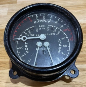 VINTAGE WW2 RAF AIRCRAFT DUNLOP BRAKE PRESSURE GAUGE - AHO3714 - Picture 1 of 5