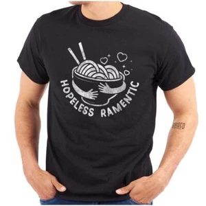 Valentine's Day Food Pun Hopeless Ramentic Womens or Mens Crewneck T Shirt Tee - Picture 1 of 8