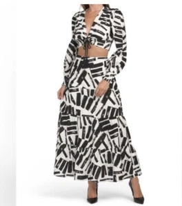 House of Harlow  2 piece Black & White Skirt & Crop Top set Size Large - Picture 1 of 3