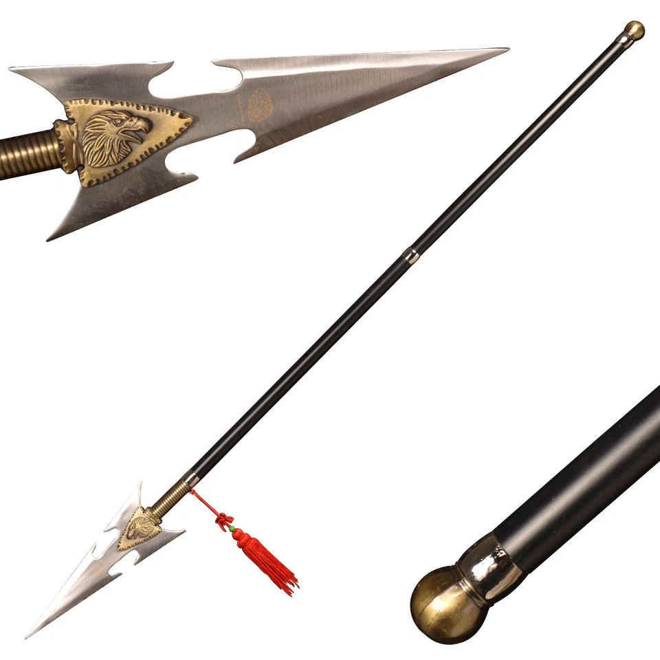 Lança de guerreiro feita à mão arma tradicional chinesa arma antiga metal 56,3 pol - Imagem 1 de 4