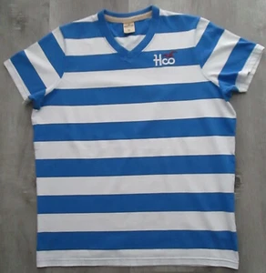 VTG HOLLISTER HCO BLUE/WHITE STRIPE V NECK T SHIRT EMBROIDERED MEN SIZE XL - Picture 1 of 6