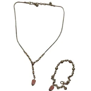 Brighton vintage Rigoletto pink stones and silver Y collar necklace and bracelet - Picture 1 of 5