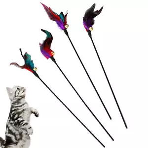 Cat Feather Wand Colorful Cat Kitten Toys with Bell Refills Interactive Cat Toy - Picture 1 of 10