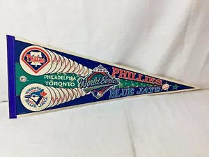 1993 World Series Pennant Toronto Blue Jays vs Philadelphia Phillies Duel Team - Picture 1 of 4